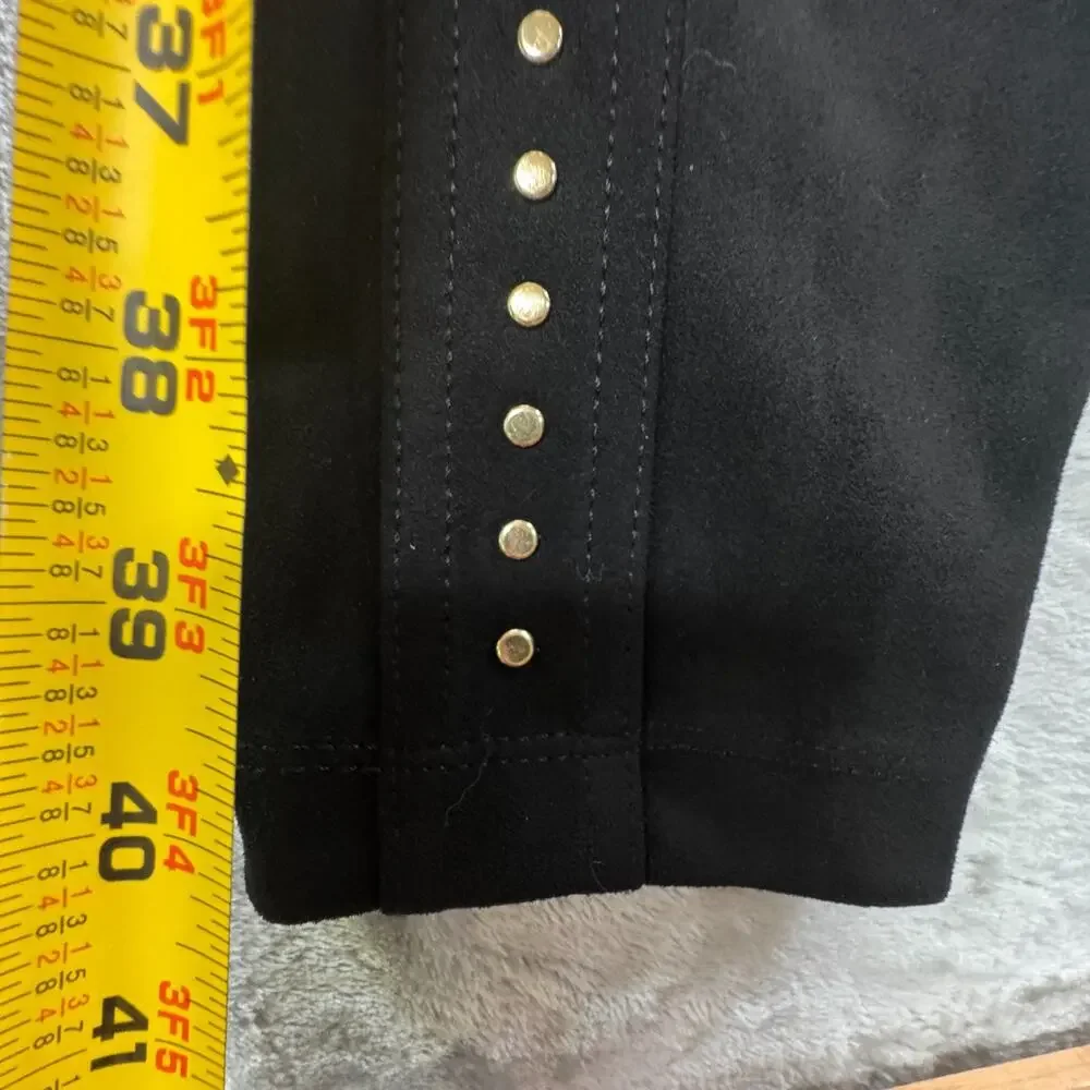 White House Black Market Runway Leggings Size 8L Black Faux Suede Studded Tall